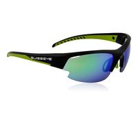 SWISSEYE Gardosa Re+ Lunettes de sport (protection 100% UVA, UVB et UVC, zone du nez réglable et branches caoutchoutées, matériau anti-éclats TR90, étui et 2 verres interchangeables), noir mat/vert