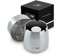 SWISSHOME Cendrier anti-odeurs avec couvercle Pour l'intérieur et l'extérieur - L'original en coffret cadeau haut de gamme pour les amateurs exigeants - Taille M