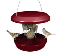 SWISSINNO Mangeoire à Oiseaux Extérieur - Distributeur de Boules de Graisse pour Petit Oiseaux - Anti-Rats et Anti-Souris - Lucerne Smart Birds - Porte-Boules de Graisse avec Récupérateur - Burgundy
