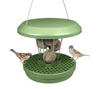 SWISSINNO Mangeoire à Oiseaux Extérieur - Distributeur de Boules de Graisse pour Petit Oiseaux - Anti-Rats et Anti-Souris - Lucerne Smart Birds - Porte-Boules de Graisse avec Récupérateur - Sauge