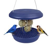 SWISSINNO Mangeoire à Oiseaux Extérieur - Distributeur de Boules de Graisse pour Petit Oiseaux - Anti-Rats et Anti-Souris - Lucerne Smart Birds - Porte-Boules de Graisse avec Récupérateur - Indigo