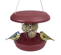 SWISSINNO Mangeoire à Oiseaux Extérieur - Distributeur de Boules de Graisse pour Petit Oiseaux - Anti-Rats et Anti-Souris - Lucerne Smart Birds - Porte-Boules de Graisse avec Récupérateur - Burgundy