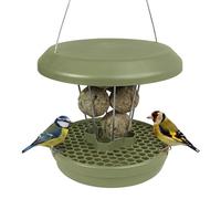 SWISSINNO Mangeoire à Oiseaux Extérieur - Distributeur de Boules de Graisse pour Petit Oiseaux - Anti-Rats et Anti-Souris - Lucerne Smart Birds - Porte-Boules de Graisse avec Récupérateur - Sauge