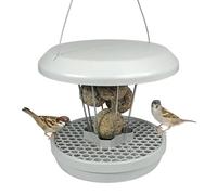 SWISSINNO Mangeoire à Oiseaux Extérieur - Distributeur de Boules de Graisse pour Petit Oiseaux - Anti-Rats et Anti-Souris - Lucerne SMART BIRDS - Porte-Boules de Graisse avec Récupérateur - Gris Clair