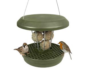 SWISSINNO Mangeoire Oiseaux Boules de Graisse Capacité 7 Boules Anti-Rats | Lucerne SMART BIRDS, Plastique ASA avec Protection UV, Tiges Inoxydables, Plateau Récupérateur, Jardin Balcon Terrasse
