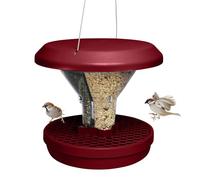 SWISSINNO Mangeoire Oiseaux Extérieur à Suspendre - Davos SMART BIRDS - Anti Rats et Souris avec Plateau Récupérateur - Distributeur Graines pour Oiseaux Sauvages - Jardin et Balcon - Bourgogne