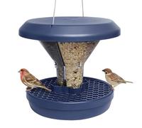 SWISSINNO Mangeoire Oiseaux Suspendue Anti-Rat 2 Compartiments à Graines | Davos SMART BIRDS, ASA avec protection UV, réservoir polycarbonate, câble acier inoxydable, bac récupérateur