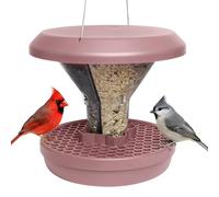 SWISSINNO Mangeoire Oiseaux Suspendue Anti-Rat 2 Compartiments à Graines | Davos SMART BIRDS, ASA avec protection UV, réservoir polycarbonate, câble acier inoxydable, bac récupérateur