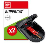 SWISSINNO Piège à Rats Pro SuperCat - Puissant Piège à Ressort avec Appât Cacahuète - Réutilisable & Hygiénique - Solution Efficace Contre Les Rat - 2 Pièges