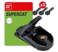 SWISSINNO Piège à Rats SuperCat - Piège à Ressort réutilisable et fiable avec appât au Beurre de cacahuète - Prêt à l'emploi - Utilisation intérieure et extérieure - 1 Piège + 3 Recharges d'Appât