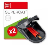 SWISSINNO Piège à Souris Pro SuperCat - Élimination ciblée - Efficace + Réutilisable avec appât au Beurre de cacahuète - Capture + Élimination instantanées - 2X Pièges