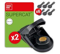 SWISSINNO Piège à Souris SuperCat x2 et Recharge d'appât x6, Prêts à l'emploi et Réutilisable, Utilisation Intérieure et Extérieur, sans Danger pour Les Enfants et Les Animaux