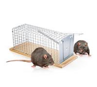 SWISSINNO Piège Vivant Cage à Rats - en Bois et Métal - Capture et Libération des Rats - Amical - Réutilisable - Intérieur/Extérieur - 1 Piège