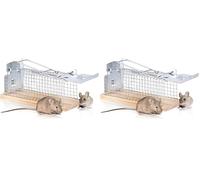 SWISSINNO Piège Vivant Cage à Souris - en Bois et Métal - Capture et Libération des Souris - Amical + Réutilisable - Intérieur/Extérieur - 1 Piège (Lot de 2)