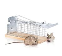 SWISSINNO Piège Vivant Cage à Souris - en Bois et Métal - Capture et Libération des Souris - Amical + Réutilisable - Intérieur/Extérieur - 1 Piège