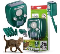 SWISSINNO Répulsif Ultrasons Animaux Pro - Éloigne Chats Chiens Martres Renards - LED Flash Sirène - Panneau Solaire - Portée 150m² - Extérieur Jour et Nuit