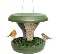 SWISSINNO Mangeoire Oiseaux Extérieur à Suspendre - Davos Smart Birds - Anti Rats et Souris avec Plateau Récupérateur - Distributeur Graines pour Oiseaux Sauvages - Jardin et Balcon - Vert