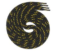Swissly Lacets ronds - Environ 4,5 mm de diamètre - Pour chaussures de travail, chaussures de trekking, de randonnée - Lacets en polyester - Longueur : 70-220 cm, noir/jaune, 210 cm / ø 4,5mm
