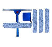 SWISSPACK Kit de nettoyage professionnel pour vitres et vitres - 35,6 cm - Pour fenêtre, voiture, salle de bain et douche - Chiffon en microfibre épais - 30 x 30 cm - 3 brosses (6 au total)