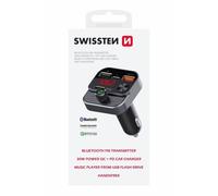 Swissten Transmetteur FM Voiture 20114030 Bluetooth – Diffusion musique, chargeur USB-C/USB, Noir