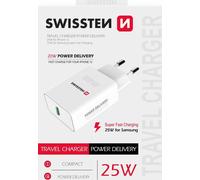 SWISSTEN TRAVEL CHARGER PD 25 W POUR IPHONE ET SAMSUNG BLANC
