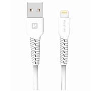 Swissten Câble Lightning de 1 m pour iPhone - Câble de charge USB A vers Lightning pour iPhone 14/14 Pro/14 Plus/14 Pro Max, iPhone 13-8 toutes les séries - Blanc