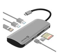 Swissten - Adaptateur HUB USB-C 6 en 1 avec 3 Ports USB 3.0, Port USB-C Power Delivery, entrée Micro-SD/SD, Swissten - Gris
