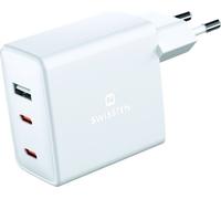 Swissten Adaptateur réseau GaN 2x USB-C + 1x USB 70W PD Blanc