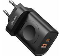 Chargeur pour téléphone mobile Swissten Chargeur Secteur 22.5W USB et USB C et Module Magnétique Apple Watch Noir
