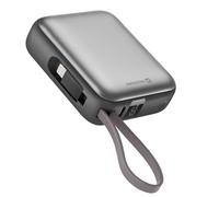 Swissten Batterie Externe 10000mAh avec Câbles USB-C et Lightning Ultra-Compact Argent
