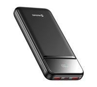 Batterie Externe 10000mAh avec USB-C et 2 USB Ecran LED Compacte Noir