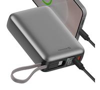 Batterie Externe 20000mAh 45W avec Câble USB-C intégré Ports USB-C USB Swissten Argent