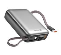 Batterie Externe 20000mAh avec Câbles USB-C et Lightning Compacte Argent