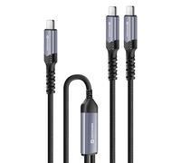 Swissten Câble 5A 2-en-1 USB-C Charge et Synchro 100W 1,5m Noir