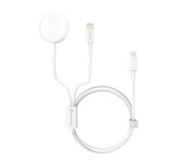 Swissten - Cable magnetique, Lightning et USB-C pour une charge rapide d'Apple Watch et iPhone (1,2m) - Blanc