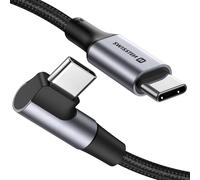 Swissten Câble USB-C 100W pour ordinateur portable – design coudé, nylon tressé noir
