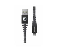 Swissten - Câble USB/Lightning extrêmement résistant - renforcé par fibre Kevlar - Câble de charge et de transfert de données - Prend en charge la charge rapide jusqu'à 60 W - 1,5 m - Noir