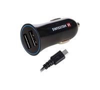 Swissten Chargeur Allume-Cigare avec 2 Ports USB 2,4 A + câble de Charge 1,5 m USB C Convient pour iPhone, iPad, Samsung Galaxy, Tous Les