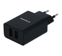 SWISSTEN Chargeur DE Voyage Smart IC avec 2 x USB 2,1 A Alimentation + Cable DE DONNÉES USB/Type C 1,2 M Noir