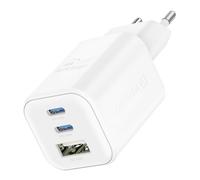 Swissten Chargeur mural 2 USB-C GaN 65W + USB 18W Charge rapide Compact Blanc