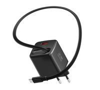 Chargeur Secteur USB-A 30W avec Câble Rétractable USB-C 0.75m Intégré Noir