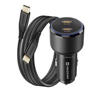 Chargeur Voiture 2x USB-C Power Delivery 20W et 30W avec Câble USB-C Swissten Noir