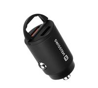 Swissten Chargeur Voiture Ultra-compact avec Sorties USB-C et USB 30W Nano Noir