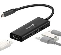 Swissten, Hub USB-C 4-en-1 : HDMI 4K, fonction de charge USB-C 100W et USB, noir