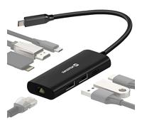 Swissten Hub USB-C vers Ethernet + HDMI + USB-C 100W + USB + Lecteur Carte Noir