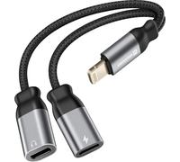 Swissten, Lightning 2in1 Audio & Charge Splitter Nylon, Noir