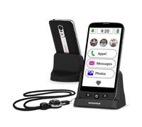 swissvoice - Smartphone S510-C + Socle Chargeur + Lanière Tour De Cou - Facile à Utiliser - Grosses Touches - Bouton SOS Géolocalisation - Smartphone Seniors 4G - Débloqué - Noir