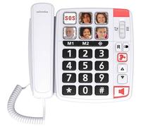 SWISSVOICE - Xtra 1110 - Téléphone Fixe Filaire - Larges Touches - 6 Touches Mémoires Avec Photo - Sonneries Extra Fortes - Indicateur Lumineux - Audio Boost - Compatible Aides Auditives - Blanc