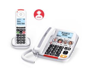 Swissvoice Xtra 3355 Combo Pack téléphone fixe + combiné sans fil avec répondeur et touches extra-larges.