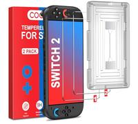 Switch 2 films de protection d'écran en verre trempé 9H pour Nintendo, Switch 2 pièces avec cadre d'alignement, incassable et résistant aux rayures Switch 2 accessoires, film Switch 2 compatible avec